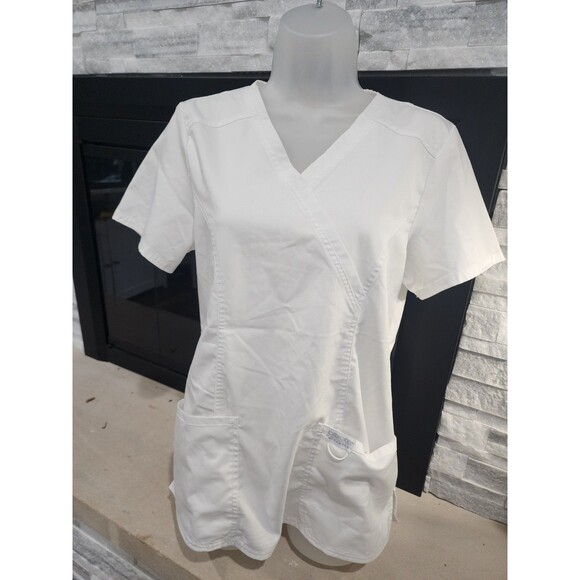 2 Cherokee Workwear Revolution Women's Scrub Top Size Small White V-neck - Picture 5 of 8